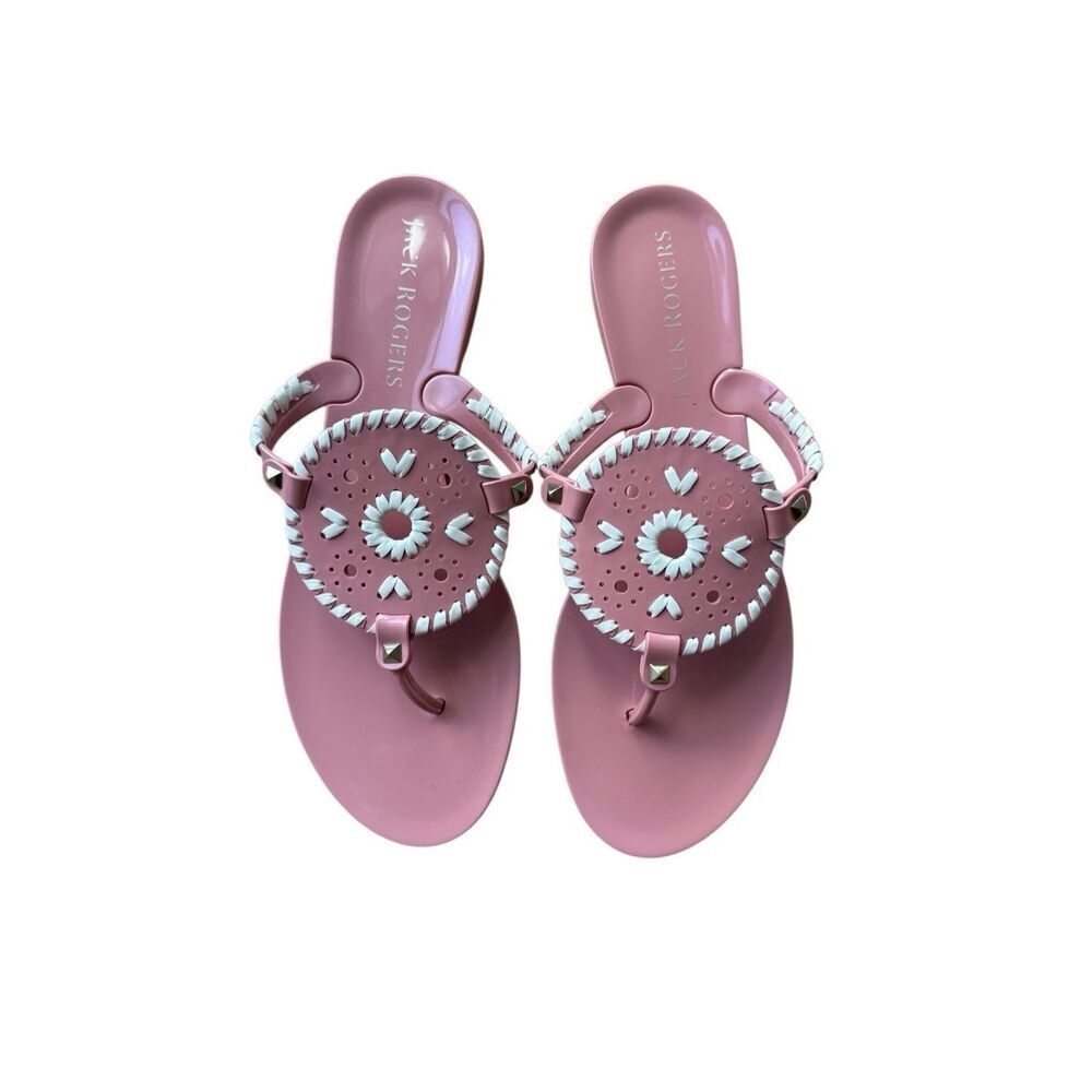 Jack Rogers Womens Georgica Jelly Pink Flat Heel Thong Flip Flop Sandals Size 10
